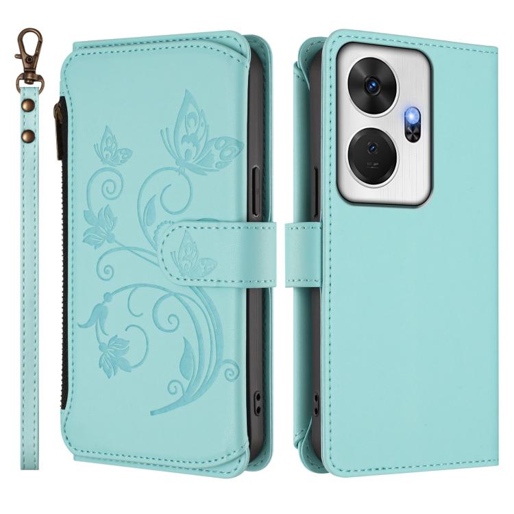 For Itel P55+ Butterfly Love Flower Multi-card Zipper Wallet Leather Phone Case