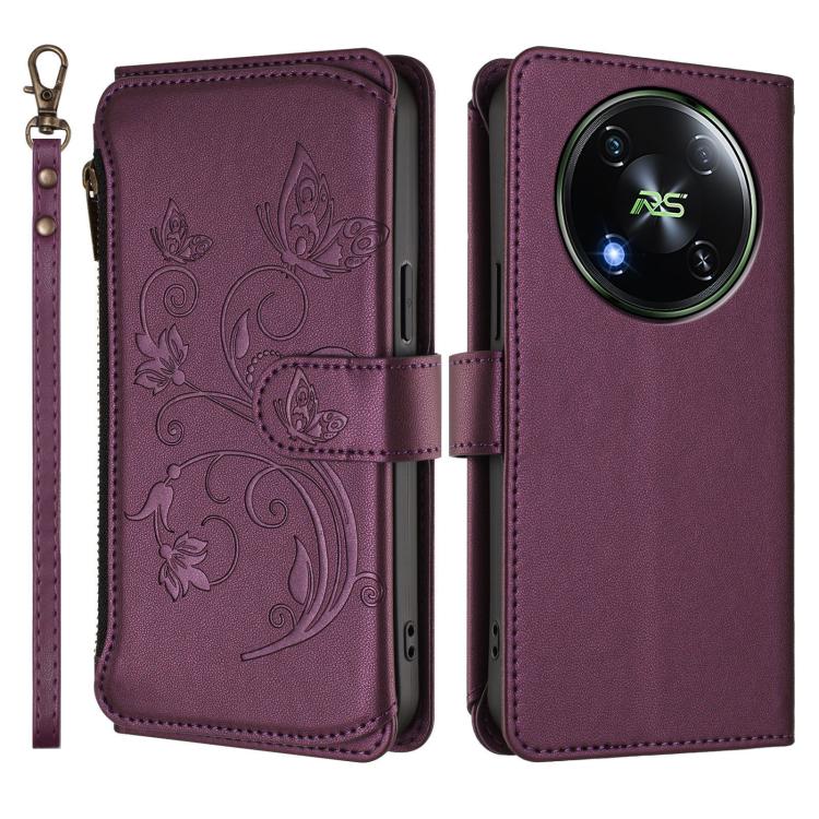 For Itel RS4 / S666LN Butterfly Love Flower Multi-card Zipper Wallet Leather Phone Case