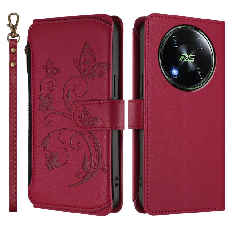 For Itel RS4 / S666LN Butterfly Love Flower Multi-card Zipper Wallet Leather Phone Case