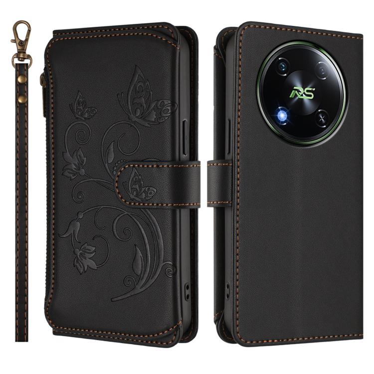 For Itel RS4 / S666LN Butterfly Love Flower Multi-card Zipper Wallet Leather Phone Case