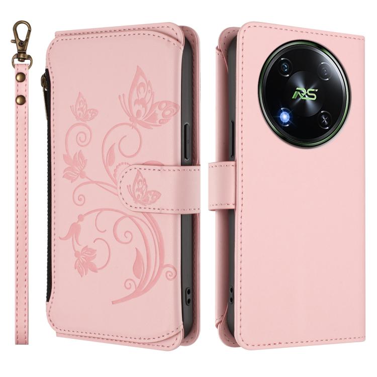 For Itel RS4 / S666LN Butterfly Love Flower Multi-card Zipper Wallet Leather Phone Case
