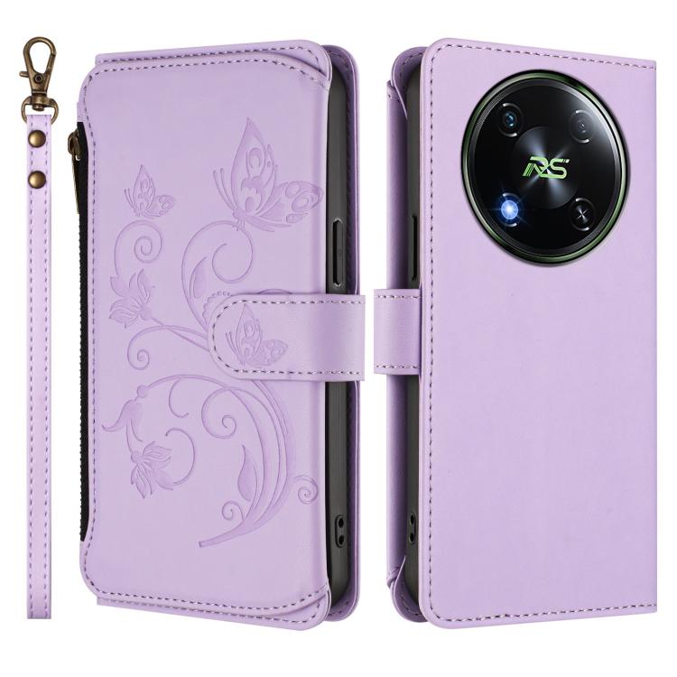 For Itel RS4 / S666LN Butterfly Love Flower Multi-card Zipper Wallet Leather Phone Case