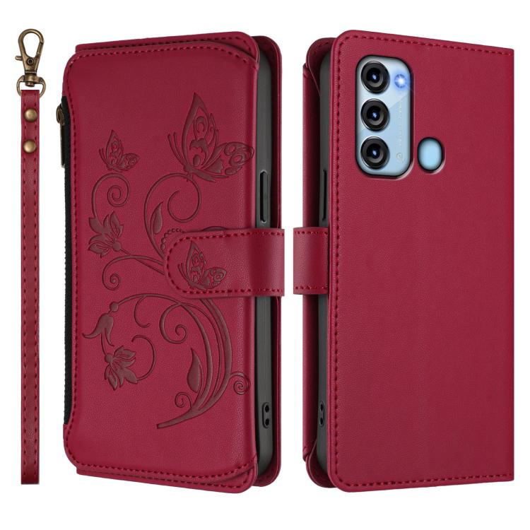 For Itel S17 / S661W / Vision 3 Butterfly Love Flower Multi-card Zipper Wallet Leather Phone Case