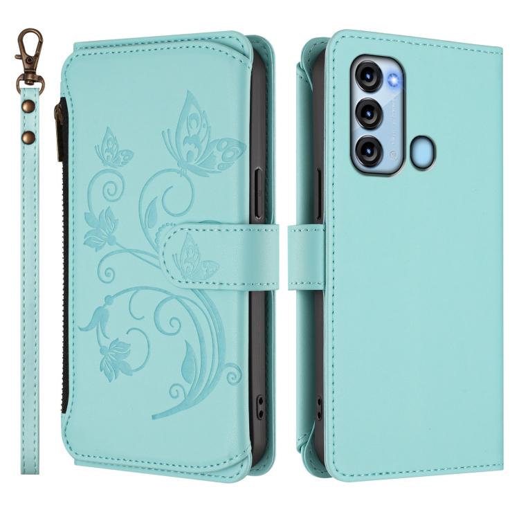 For Itel S17 / S661W / Vision 3 Butterfly Love Flower Multi-card Zipper Wallet Leather Phone Case