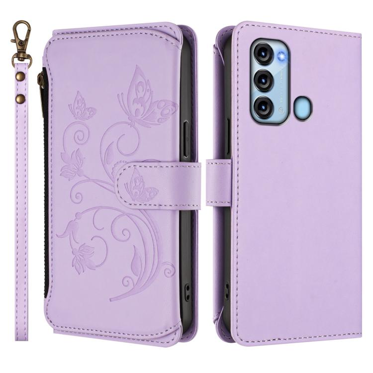 For Itel S17 / S661W / Vision 3 Butterfly Love Flower Multi-card Zipper Wallet Leather Phone Case