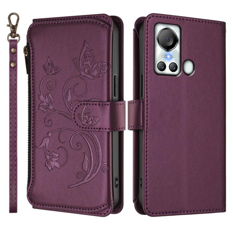 For Itel S18 / Vision 4 Butterfly Love Flower Multi-card Zipper Wallet Leather Phone Case