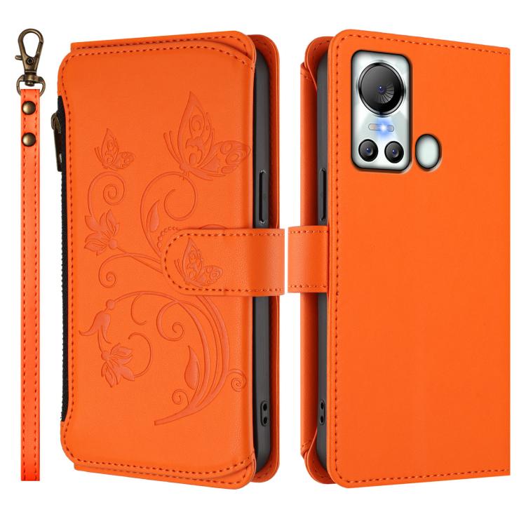 For Itel S18 / Vision 4 Butterfly Love Flower Multi-card Zipper Wallet Leather Phone Case