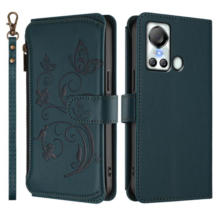 For Itel S18 / Vision 4 Butterfly Love Flower Multi-card Zipper Wallet Leather Phone Case