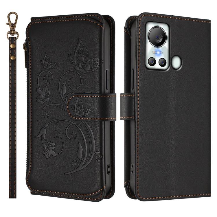 For Itel S18 / Vision 4 Butterfly Love Flower Multi-card Zipper Wallet Leather Phone Case