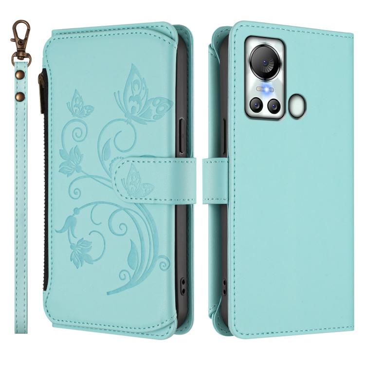 For Itel S18 / Vision 4 Butterfly Love Flower Multi-card Zipper Wallet Leather Phone Case