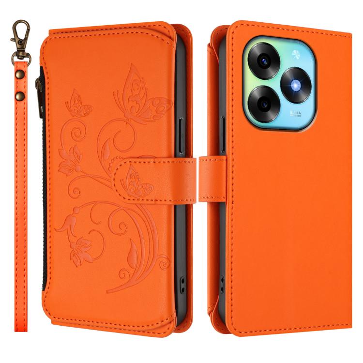 For Itel S23+ Butterfly Love Flower Multi-card Zipper Wallet Leather Phone Case