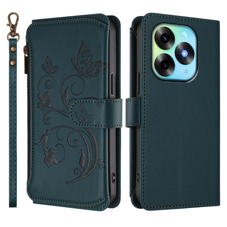 For Itel S23+ Butterfly Love Flower Multi-card Zipper Wallet Leather Phone Case