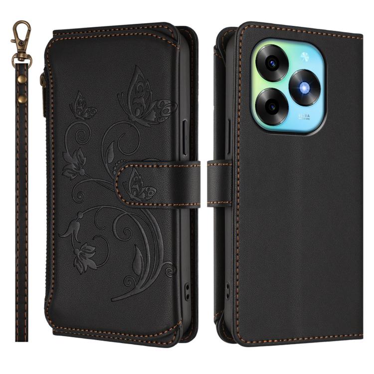 For Itel S23+ Butterfly Love Flower Multi-card Zipper Wallet Leather Phone Case