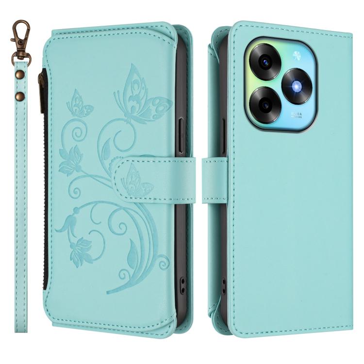 For Itel S23+ Butterfly Love Flower Multi-card Zipper Wallet Leather Phone Case