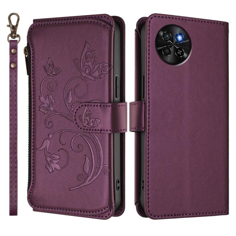 For Itel S23 / S665L Butterfly Love Flower Multi-card Zipper Wallet Leather Phone Case