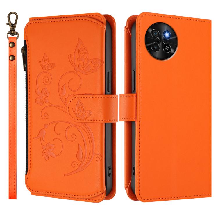 For Itel S23 / S665L Butterfly Love Flower Multi-card Zipper Wallet Leather Phone Case