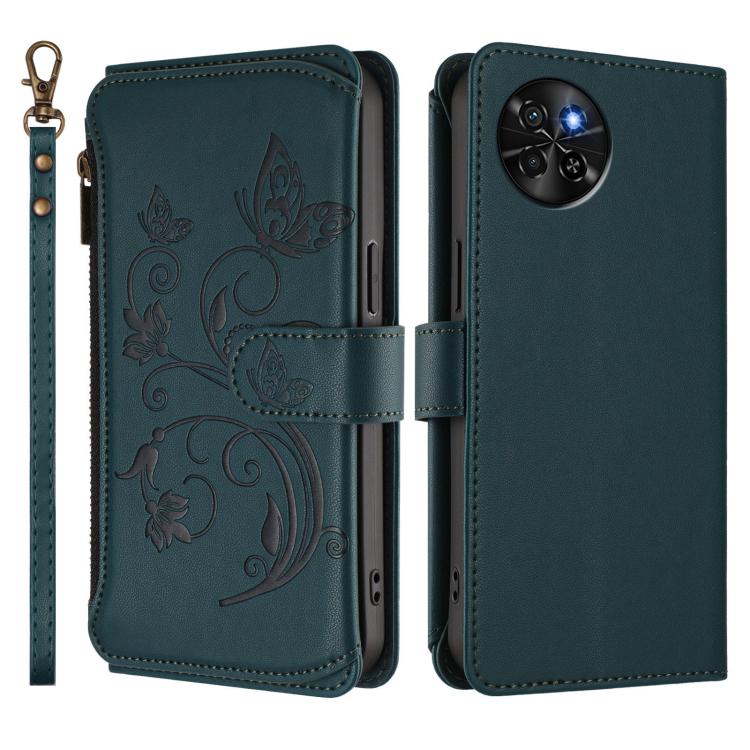 For Itel S23 / S665L Butterfly Love Flower Multi-card Zipper Wallet Leather Phone Case