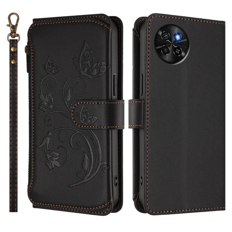 For Itel S23 / S665L Butterfly Love Flower Multi-card Zipper Wallet Leather Phone Case