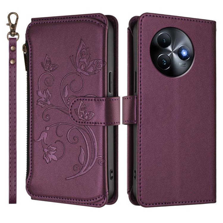 For Itel S24 Butterfly Love Flower Multi-card Zipper Wallet Leather Phone Case