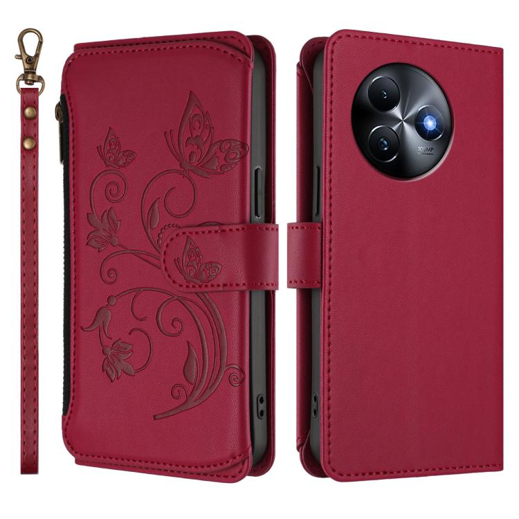 For Itel S24 Butterfly Love Flower Multi-card Zipper Wallet Leather Phone Case