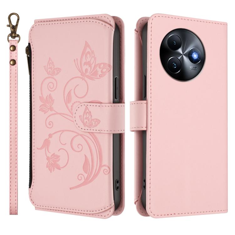 For Itel S24 Butterfly Love Flower Multi-card Zipper Wallet Leather Phone Case