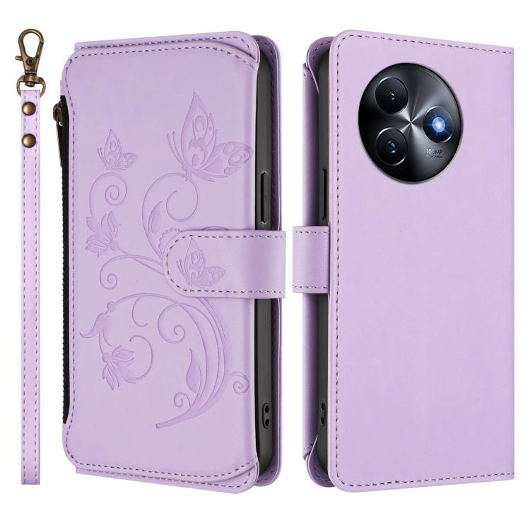For Itel S24 Butterfly Love Flower Multi-card Zipper Wallet Leather Phone Case