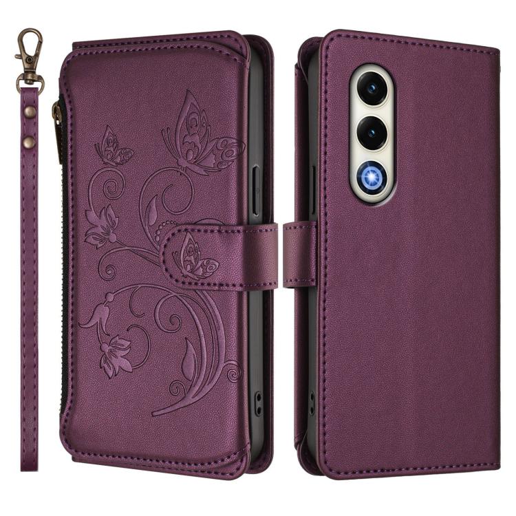 For Itel S25 4G Flat Butterfly Love Flower Multi-card Zipper Wallet Leather Phone Case