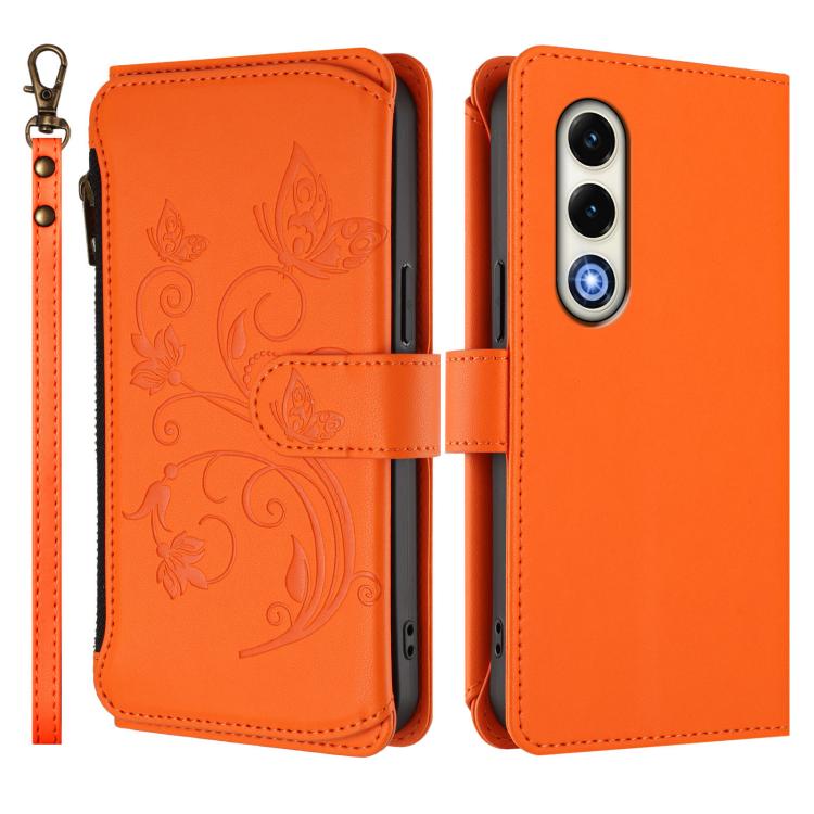 For Itel S25 4G Flat Butterfly Love Flower Multi-card Zipper Wallet Leather Phone Case