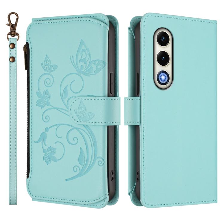 For Itel S25 4G Flat Butterfly Love Flower Multi-card Zipper Wallet Leather Phone Case