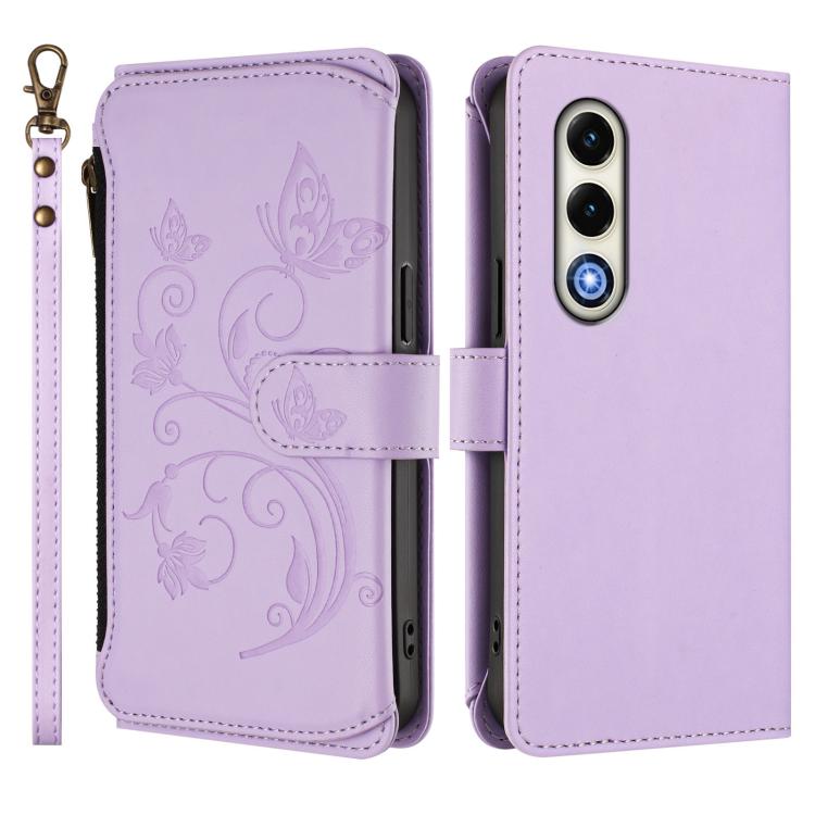 For Itel S25 4G Flat Butterfly Love Flower Multi-card Zipper Wallet Leather Phone Case