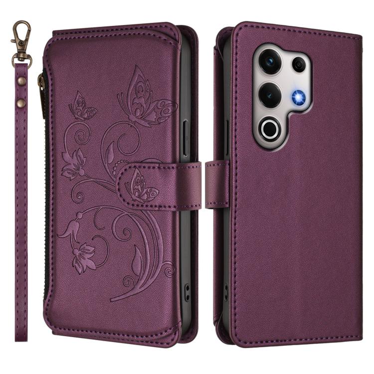 For Itel S25 Ultra 4G Curved Butterfly Love Flower Multi-card Zipper Wallet Leather Phone Case