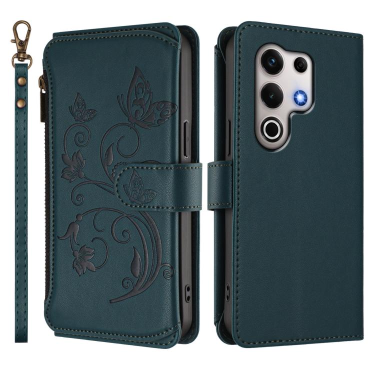 For Itel S25 Ultra 4G Curved Butterfly Love Flower Multi-card Zipper Wallet Leather Phone Case