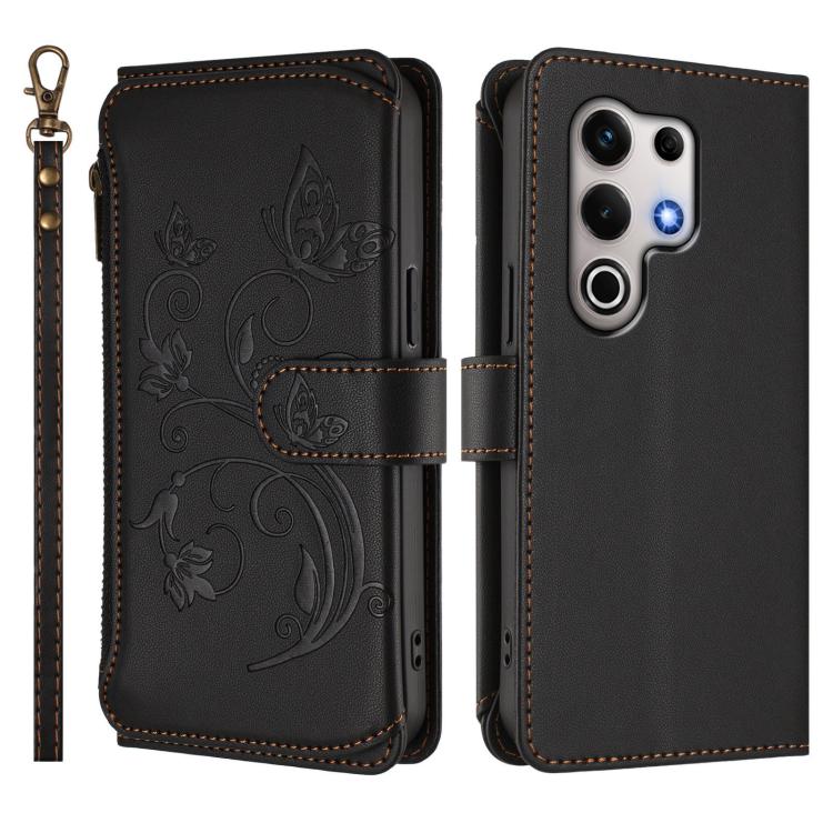 For Itel S25 Ultra 4G Curved Butterfly Love Flower Multi-card Zipper Wallet Leather Phone Case