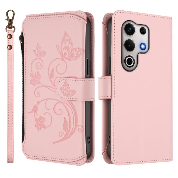 For Itel S25 Ultra 4G Curved Butterfly Love Flower Multi-card Zipper Wallet Leather Phone Case