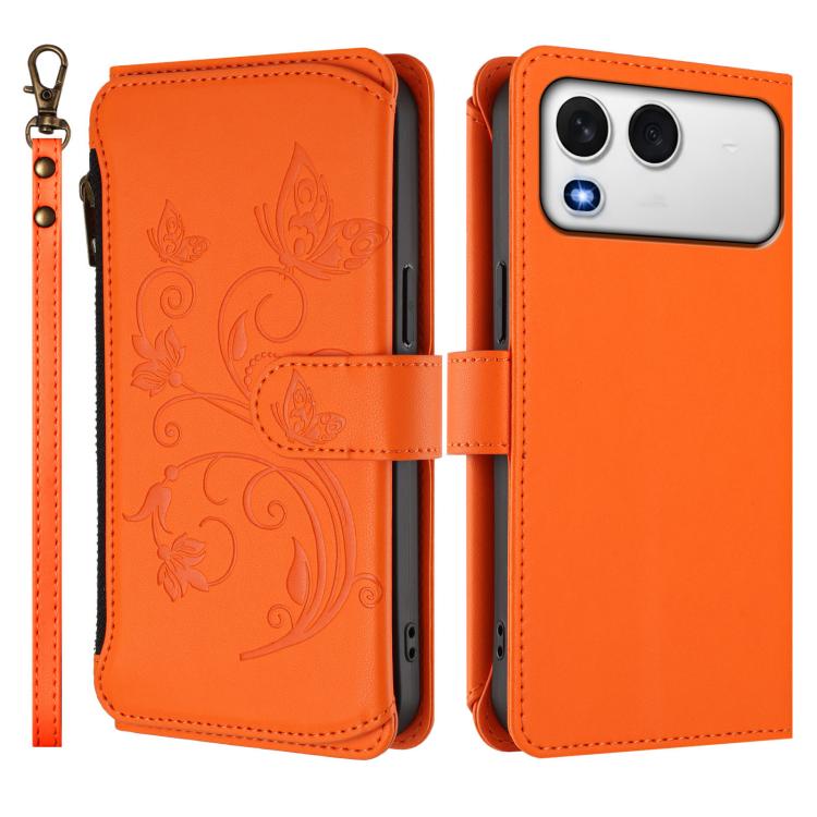 For Itel A200 4G / A200+ 4G Butterfly Love Flower Multi-card Zipper Wallet Leather Phone Case