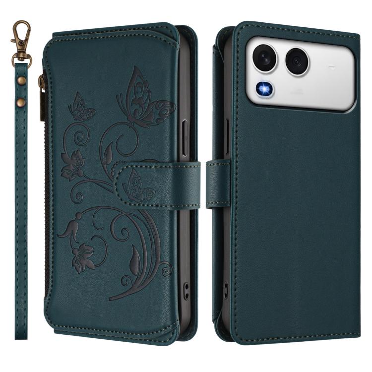 For Itel A200 4G / A200+ 4G Butterfly Love Flower Multi-card Zipper Wallet Leather Phone Case