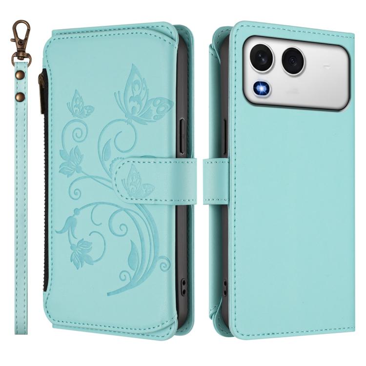 For Itel A200 4G / A200+ 4G Butterfly Love Flower Multi-card Zipper Wallet Leather Phone Case