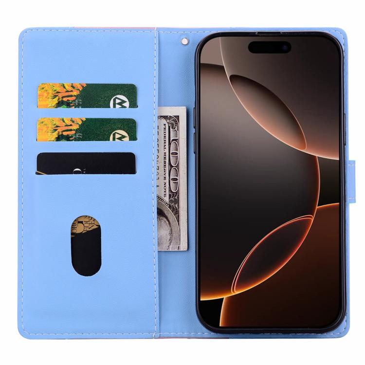 For iPhone 16 Pro Max Embossed Two-Color Leather Phone Case