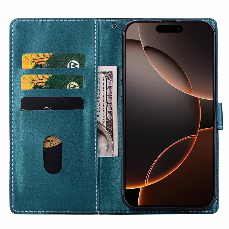 For iPhone 15 Pro Max Embossed Two-Color Leather Phone Case