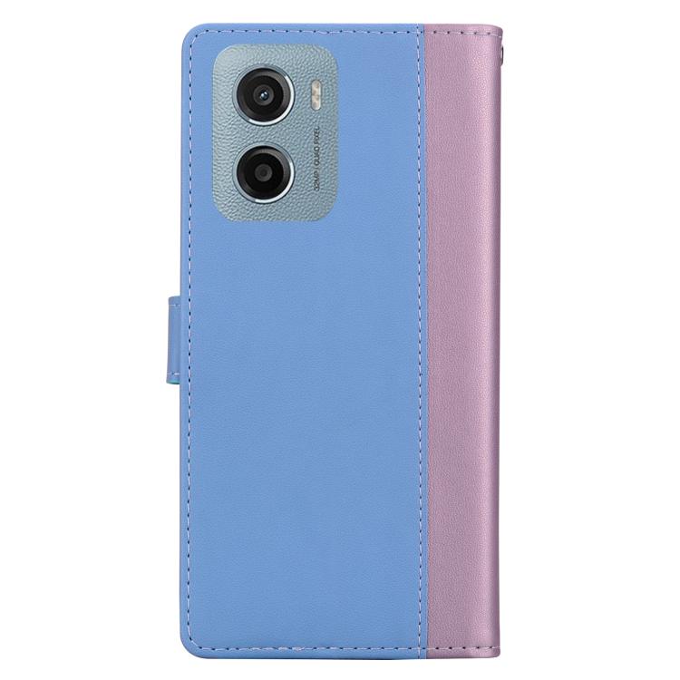 For Motorola Moto E15 Embossed Two-Color Leather Phone Case