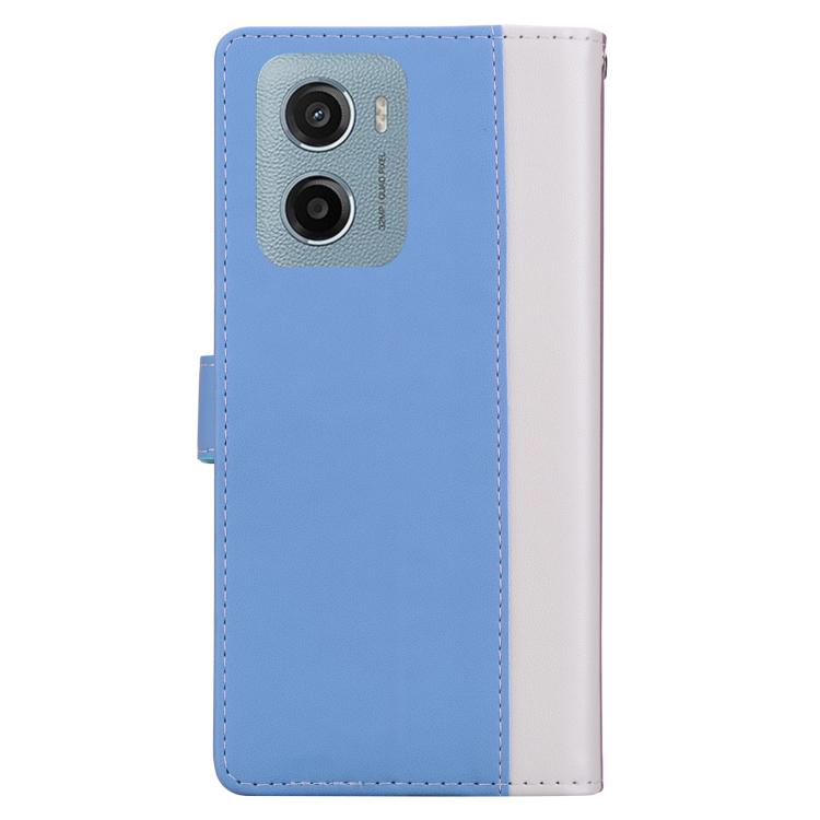 For Motorola Moto E15 Embossed Two-Color Leather Phone Case