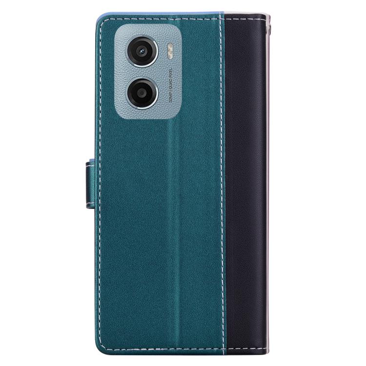 For Motorola Moto E15 Embossed Two-Color Leather Phone Case