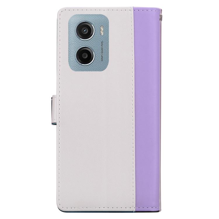 For Motorola Moto E15 Embossed Two-Color Leather Phone Case