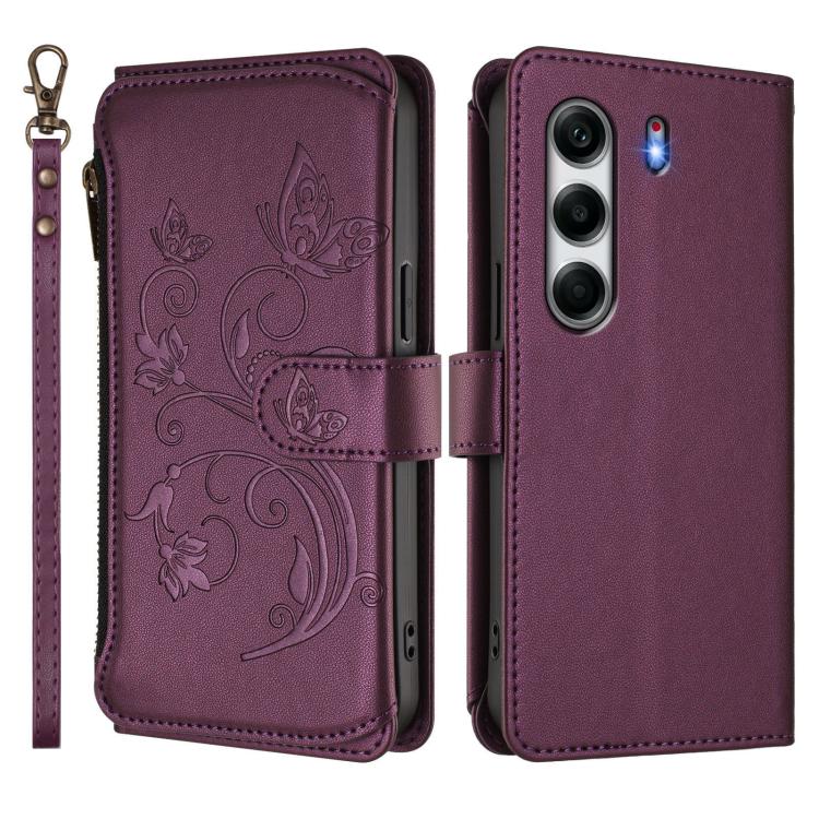 For Tecno Camon 40 Pro 5G Butterfly Love Flower Multi-card Zipper Wallet Leather Phone Case