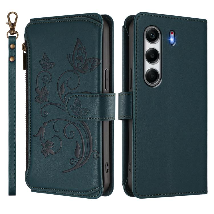 For Tecno Camon 40 Pro 5G Butterfly Love Flower Multi-card Zipper Wallet Leather Phone Case