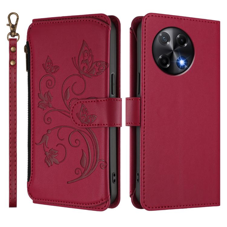 For Tecno Camon 30S / 30S Pro Butterfly Love Flower Multi-card Zipper Wallet Leather Phone Case
