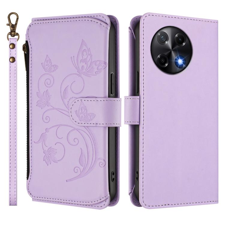 For Tecno Camon 30S / 30S Pro Butterfly Love Flower Multi-card Zipper Wallet Leather Phone Case