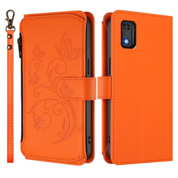 For Tecno Pop 6C Butterfly Love Flower Multi-card Zipper Wallet Leather Phone Case