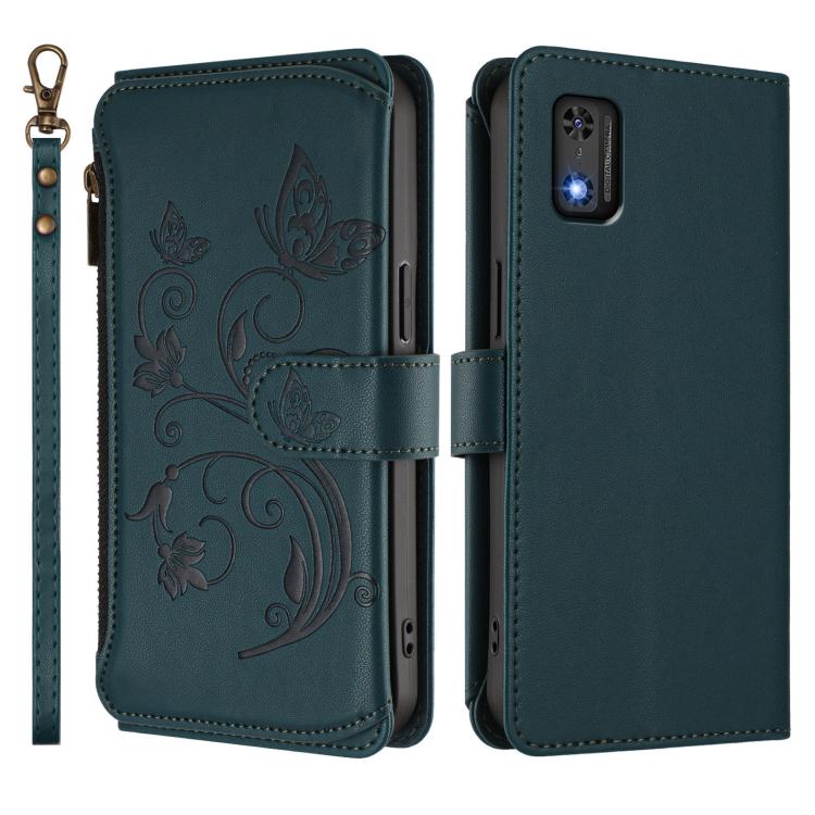 For Tecno Pop 6C Butterfly Love Flower Multi-card Zipper Wallet Leather Phone Case