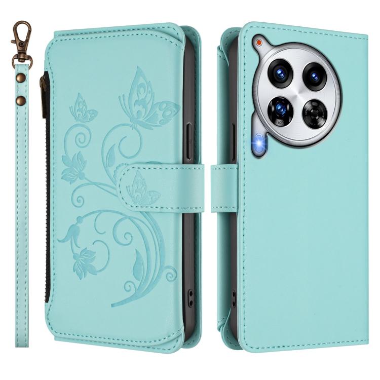 For Tecno Camon 30 Premier Butterfly Love Flower Multi-card Zipper Wallet Leather Phone Case